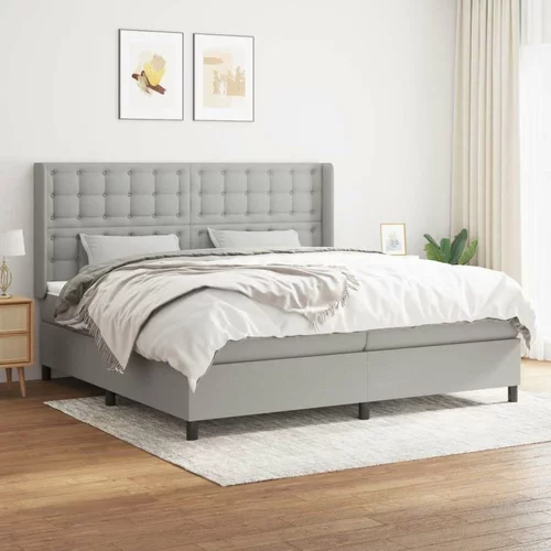  Box spring postelja z vzmetnico svetlo siva 200x200 cm blago, (20901262)