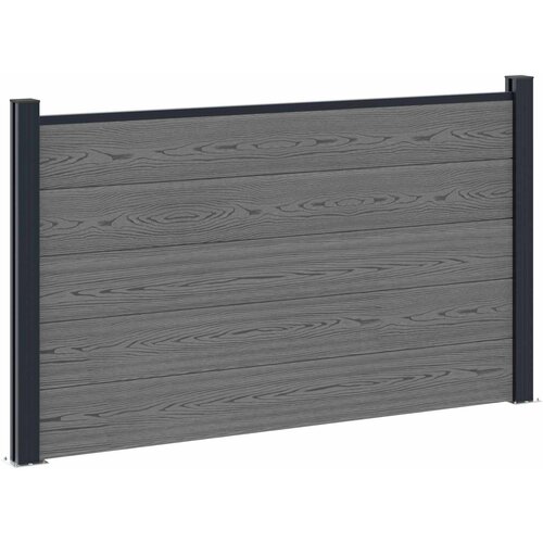 VidaXL Set ograde 180 x 105 cm WPC i aluminij Siva - Siva 1 sekcija s 2 stuba (tamno sivi stub) Slike