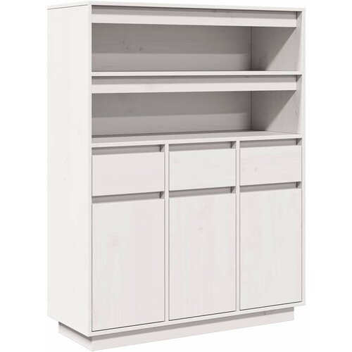 Maison Chic Visoka omara - Komoda - Predalnik bela 89x34x116,5 cm trdna borovina, (21720164) Cene