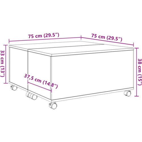  Stolić za kavu Staro drvo 75 x 75 x 38 cm Konstruirano drvo Slike