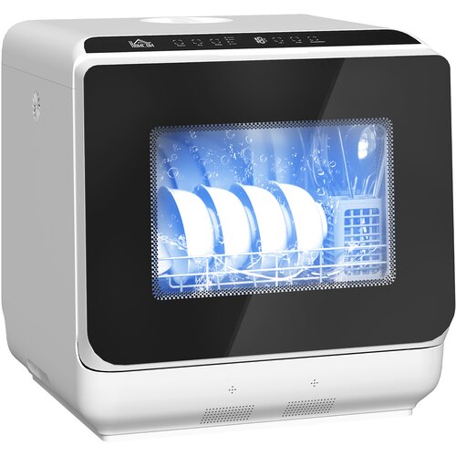 HOMCOM Namizni pomivalni stroj, plastika in kaljeno steklo, 45 D x 44 &Scaron; x 45,8 V cm, bela, (5000242815) Cene