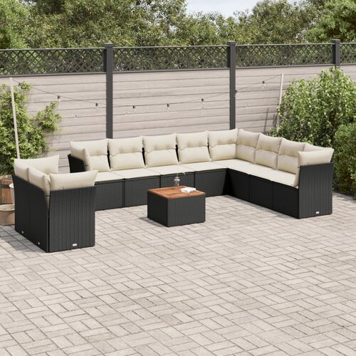  11-dijelni set vrtnih sofa od poliratana s jastucima crni Cijene