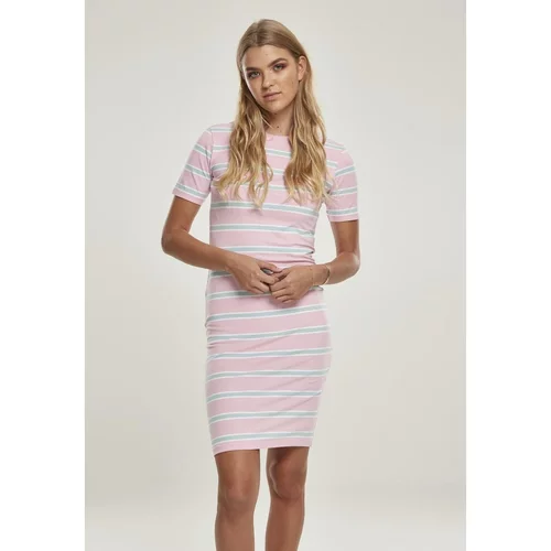 Urban Classics Ladies Stretch Stripe Dress Girlypink/oceanblue