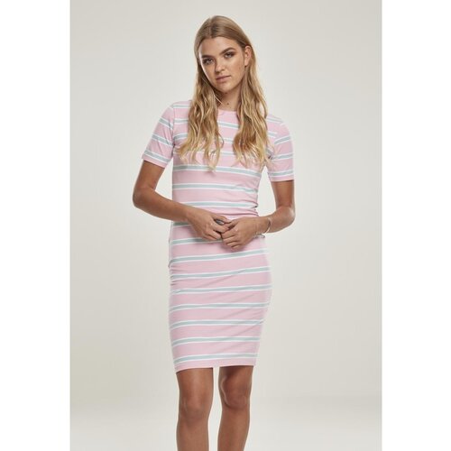 Urban Classics Ladies Stretch Stripe Dress Girlypink/oceanblue Slike