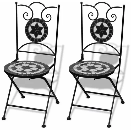  Sklopive bistro stolice 2 kom keramičke crno-bijele