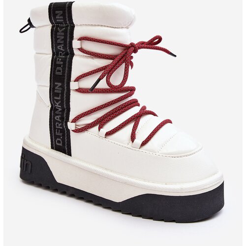 Kesi Women's snow boots with thick soles, Vegan D.Franklin white Cene