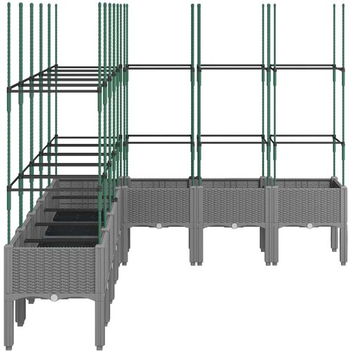  Vrtna sadilica s re&amp;scaron;etkom svjetlosiva 200 x 160 x 142,5 cm PP Slike