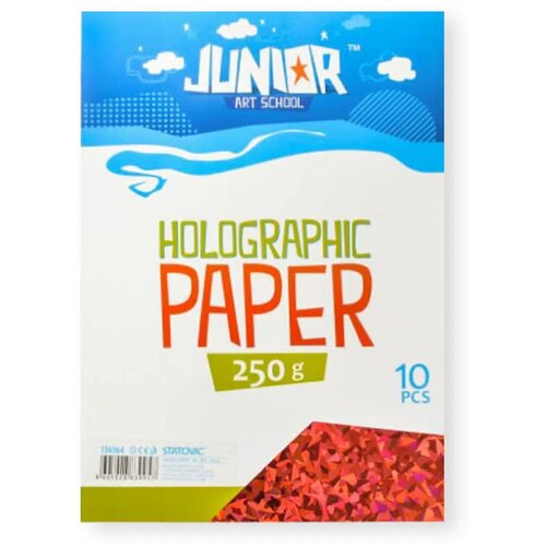 Junior jolly Holographic Paper, papir hologramski, A4, 250g, 10K, odaberite nijansu Crvena Slike