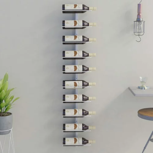  Zidni stalak za vino za 10 boca bijeli metalni