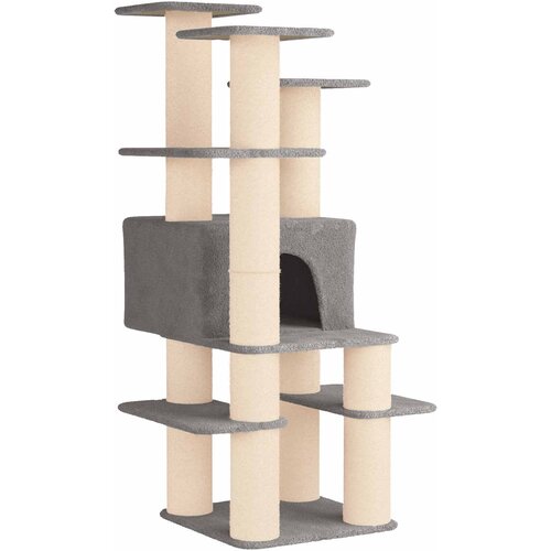 VidaXL Mačje drvo s sisalnim postoljima za grebanje Svjetlosiva 161 cm - Svjetlosiva Slike
