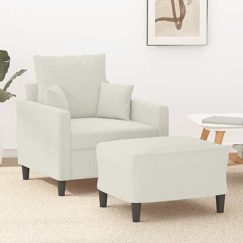 vidaXL Fotelja s tabureom krem 60 cm baršunasta Cene
