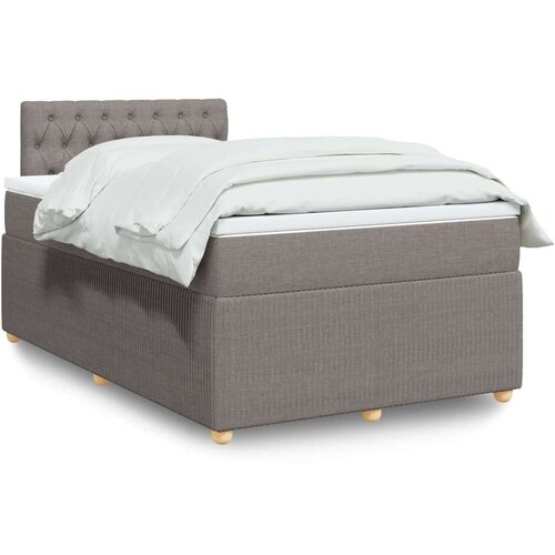 VidaXL Krevet s oprugama i madracem smeđesivi 120 x 200 cm od tkanine Slike