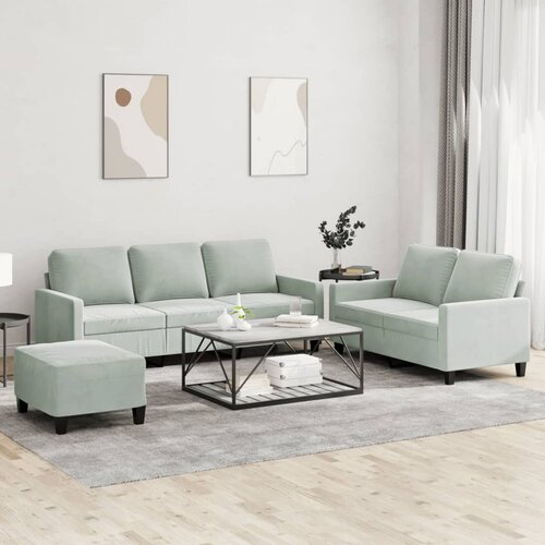  3-dijelni set sofa s jastucima svjetlosivi baršunasti Cene