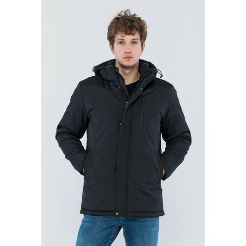 D1fference Men's Black Lined Going out Hooded Water And Windproof Thick Sports Jacket & Coat & Parka. Cene