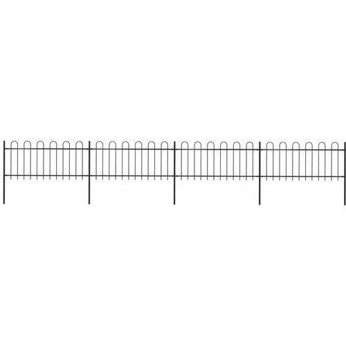 vidaXL Vrtna ograja z obročastimi vrhovi jeklo 6,8x0,8 m črna