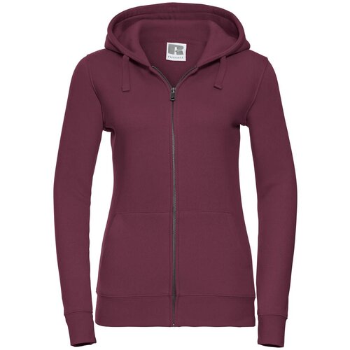 RUSSELL Burgundy women's sweatshirt with hood and zipper Authentic Cene