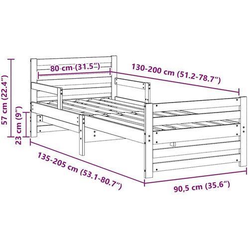  Produživi krevet za djecu Vo&amp;scaron;tano smeđa 80 x 130 / 165 / 200 cm Slike