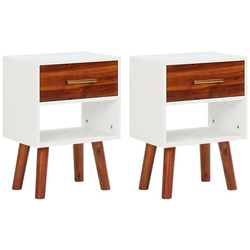  Noćni ormarići 2 kom od masivnog drva bagrema 40 x 30 x 57 cm Cijene