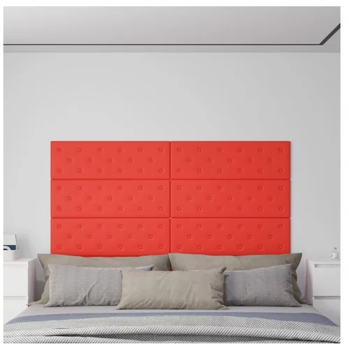  Stenski paneli 12 kosov rdeči 90x30 cm umetno usnje 3,24 m²