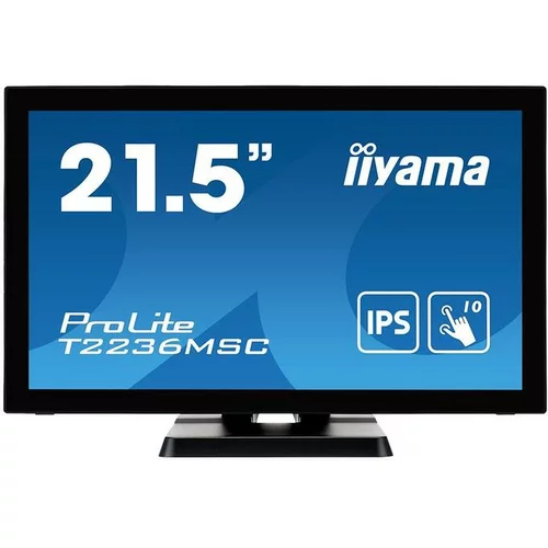Iiyama Monitor PROLITE T2236MSC-B3 touch projective capacitive 21.5" IPS 1920 x 1080 250 cd/m² VGA HDMI DP USB Tilt angle 90° up; 5° down - T2236MSC-B3