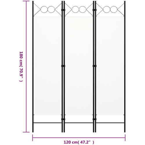 pregrada s 3 panela bijela 120 x 180 cm Slike