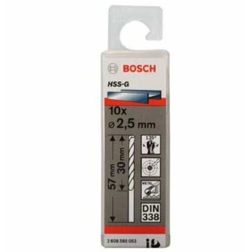 Bosch burgija za metal hss-g, din 338 2,5 x 30 x 57 mm pakovanje od 10 komada Slike