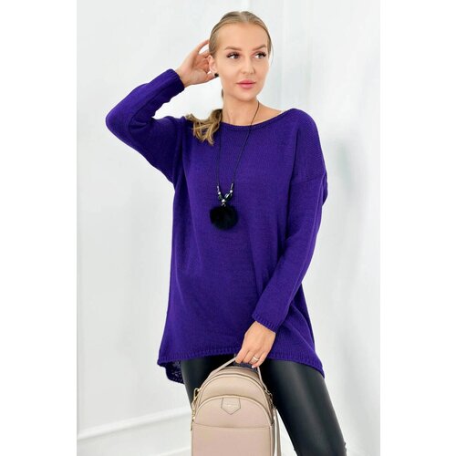 Kesi Włoski Włoski Sweater with necklace dark purple Slike