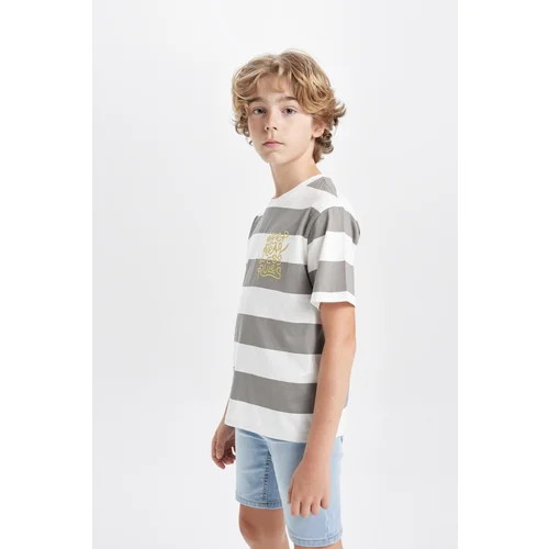 Defacto Boy's Crew Neck Printed Short Sleeve T-Shirt