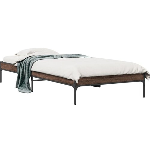 vidaXL Okvir za krevet smeđi hrast 90x190 cm konstruirano drvo i metal Cene
