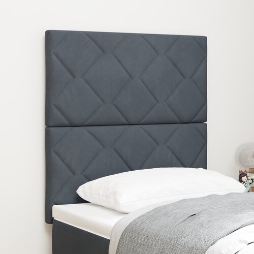 VidaXL LED vzglavje z diamantnimi bloki temno sivo 80 cm iz žamet Slike