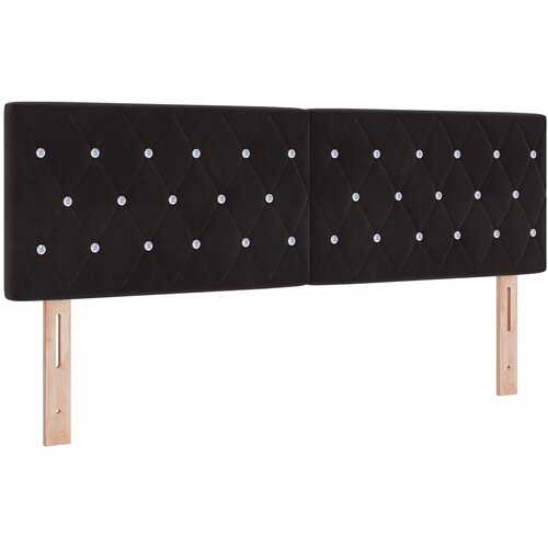 VidaXL Vzglavje s Kristalnimi Gumbi, Oblazinjeno Črno 160 cm Slike