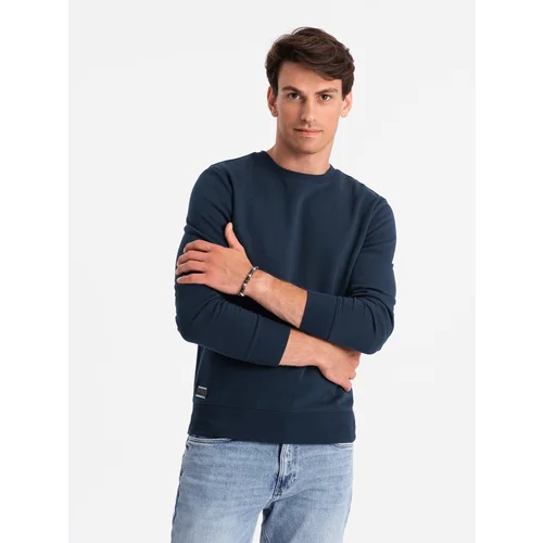 Ombre BASIC men's cotton non-stretch sweatshirt - navy blue Ombre BASIC men's cotton non-stretch sweatshirt - navy blue