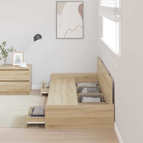  Krevetna konstrukcija s ladicama Sonoma hrast 90 x 200 cm Slike