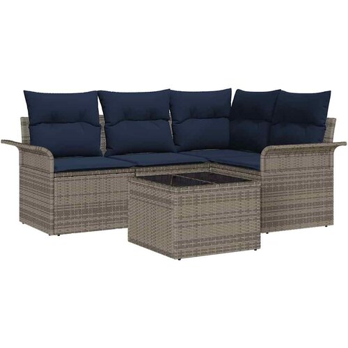  Sjedeća garnitura za vrt 5 kom. Siva poliratan 187,5 x 132,5 x 69 cm Slike