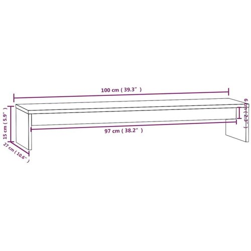 VidaXL Stojalo za zaslon belo 100x27x15 cm trdna borovina Slike
