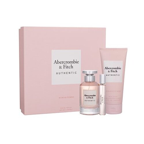 Abercrombie &amp;amp; Fitch Authentic darilni set parfumska voda 100 ml + parfumska voda 15 ml + losjon za telo 200 ml za ženske Slike