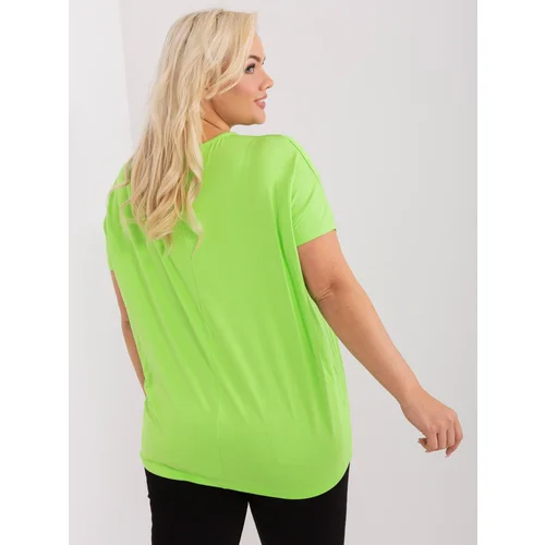 Fashion Hunters Light green plus size blouse with a round neckline