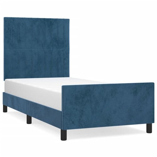 Maison Chic Posteljni okvir - Enojna postelja - Postelja za odrasle brez vzmetnice temno moder 80x200 cm žamet-J7695, (21763508) Cene
