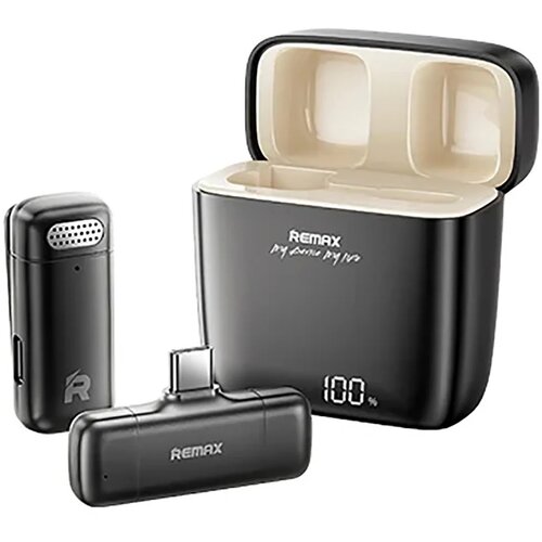 Remax Wireless Live Stream Recording Mikrofon Type C, 300Mah Charging Dock, Black OUTLET Cene