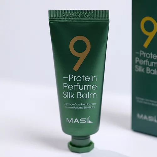 Masil 9 Protein Perfume Silk Balm njega bez ispiranja za regeneraciju za kosu isrpljenu toplinskim oblikovanjem 20 ml
