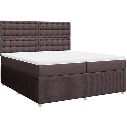 VidaXL Krevet s oprugama i madracem tamnosmeđi 200x200 cm od tkanine Slike