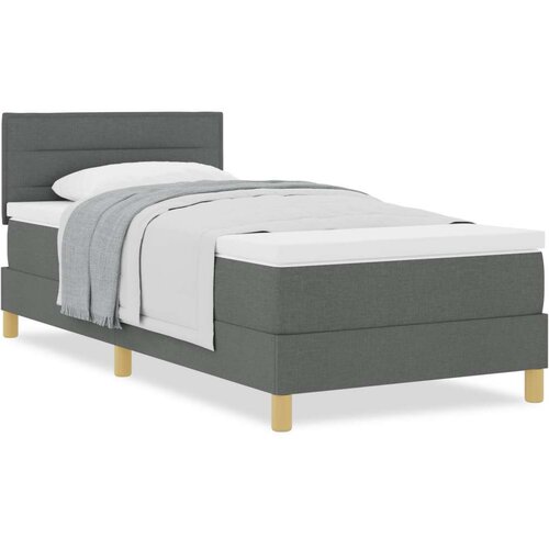  Krevet s box spring sistemom s madracem tamno sivi 90x200 cm tkanina Slike
