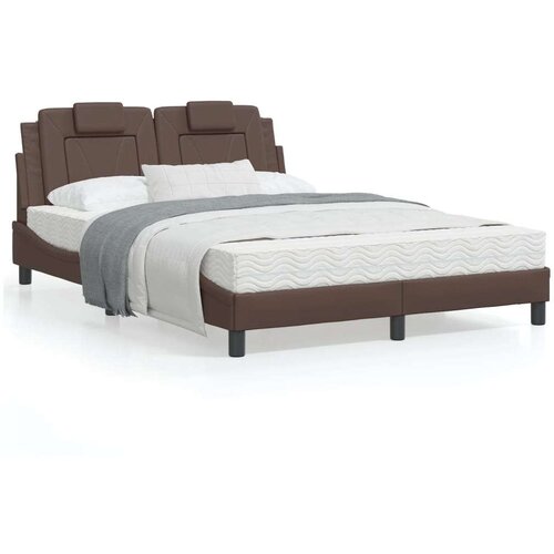  Okvir kreveta s LED svjetlima smeđi 120 x 200 cm umjetna koža Slike