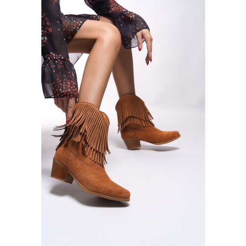 Riccon Wrioviah Women's Tassel Western Boots 0012710 Tan Suede Slike