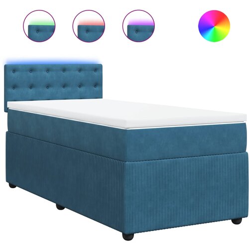 vidaXL Box spring postelja z vzmetnico modra 90x200 cm žamet, (21308344) Cene