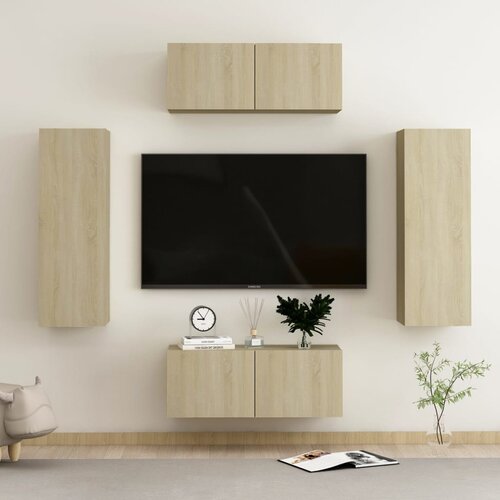 The Living Store Komplet TV omaric 4-delni sonoma hrast inženirski les - TV Omarica, (21374497) Slike