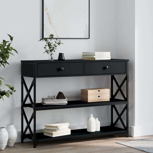  Konzolni stol crni 100 x 28 x 75 cm od konstruiranog drva Slike
