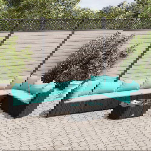 The Living Store Vrtna sedežna garnitura 8-delna z blazinami črn poli ratan - Vrtna Sedežna Garnitura, (21625635) Cene