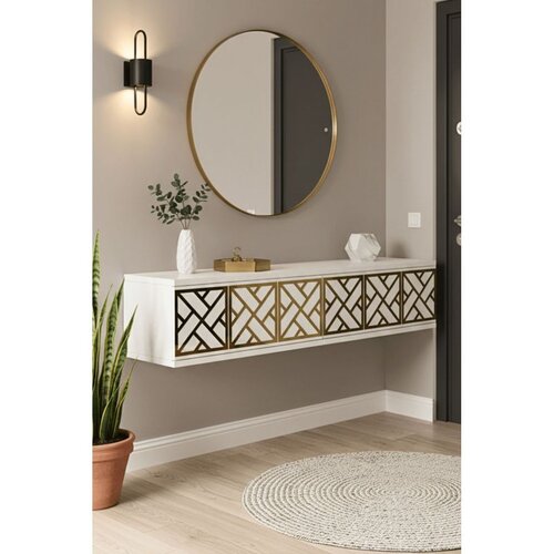 Hanah home komoda Arex 120, 120 cm, bela / zlatna Cene
