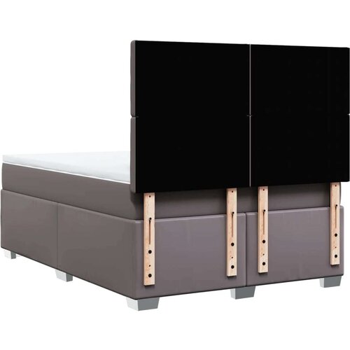 VidaXL Krevet s oprugama i madracem sivi 140x190 cm od umjetne kože Slike